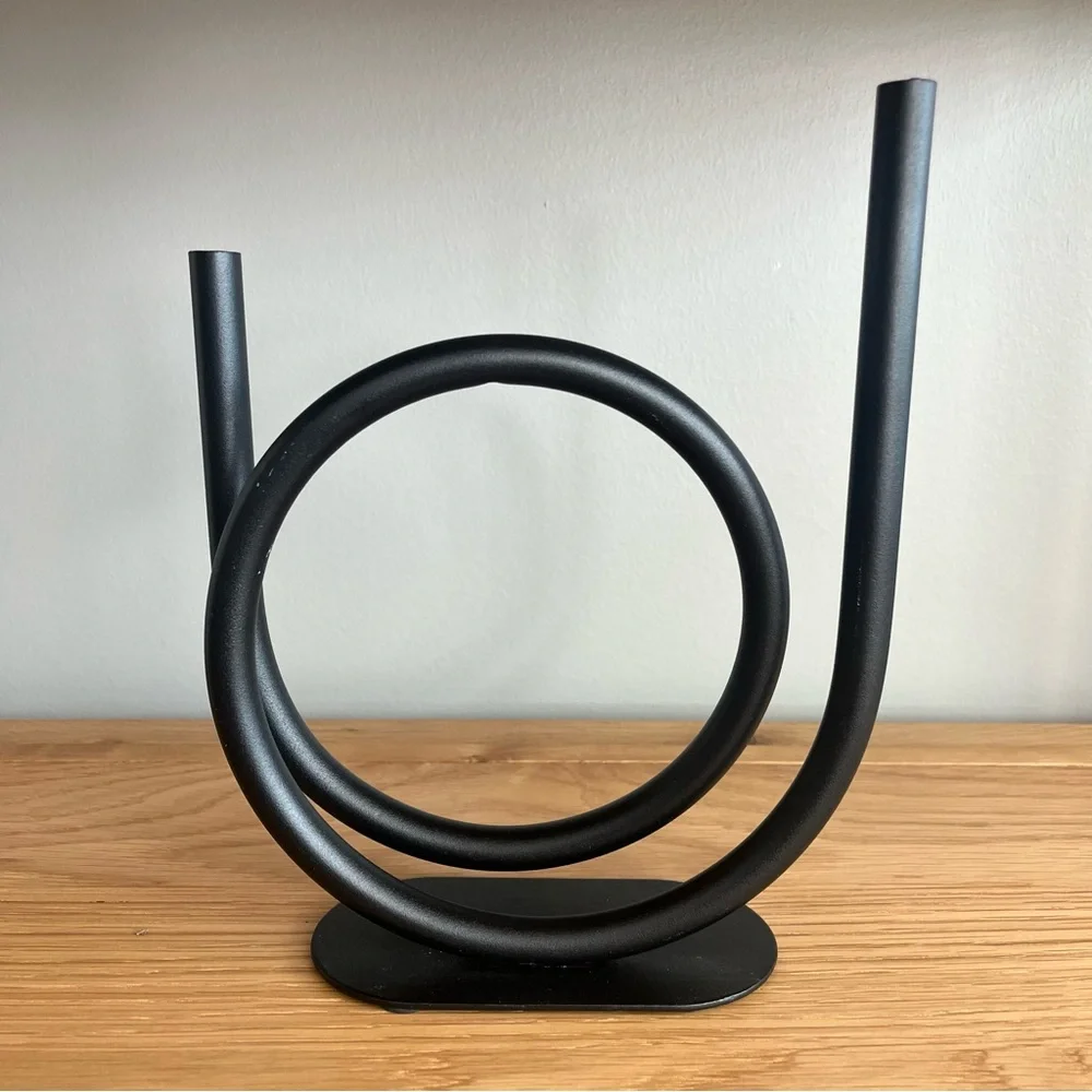 IKEA matte black danish modern metal candlestick holder